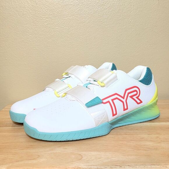 TYR L-1 Lifter Weightlifting Shoes White Turquoise Men's Size 9.5 Women's 11 - Picture 4 of 8
